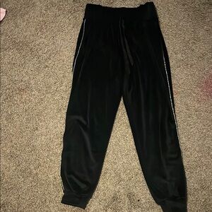 Victoria's Secret Black and Silver Track Pants with Tapered Legs